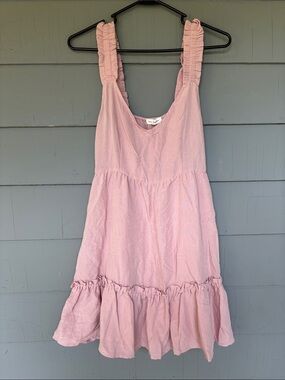Blu Pepper Pink Ruffled Strap Mini Dress